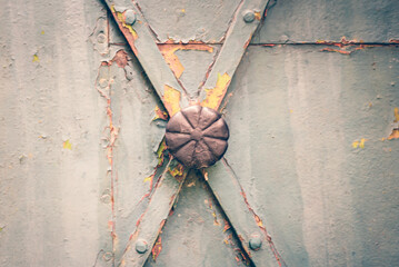 Old vintage decorative door. Abandoned architecture.