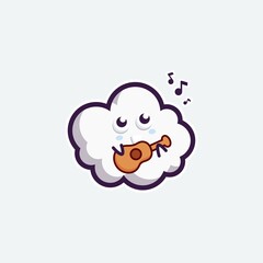 cute character set bundle mascot and sticker design cloud for online shopping emoticon expression face and thunder storm cloud