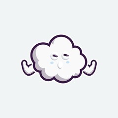 cute character set bundle mascot and sticker design cloud for online shopping emoticon expression face and thunder storm cloud