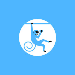Hanging Monkey binoculars fun playful logo illustration 