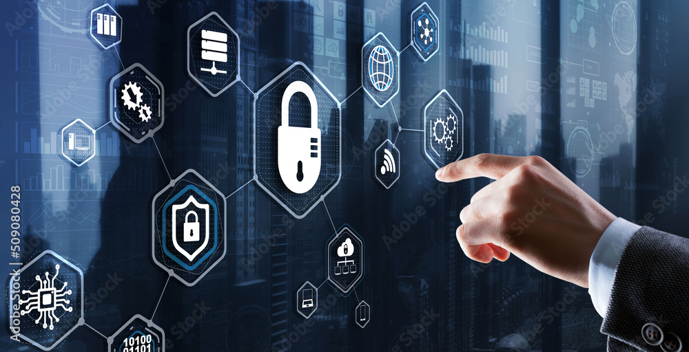 Aufkleber protection network security computer and safe your data concept