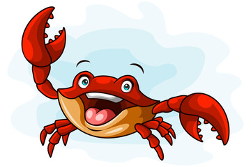 Vector illustration of cute crab cartoon isolated on white background - obrazy, fototapety, plakaty