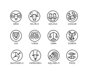 Zodiacal set with astrology signs for your design