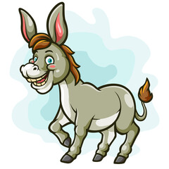 Donkey cartoon isolated on white background. Vector illustration 