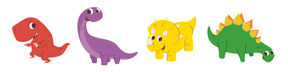 Cute dinosaur cartoon characters icons and objects. Jurassic World. © yutthaphan