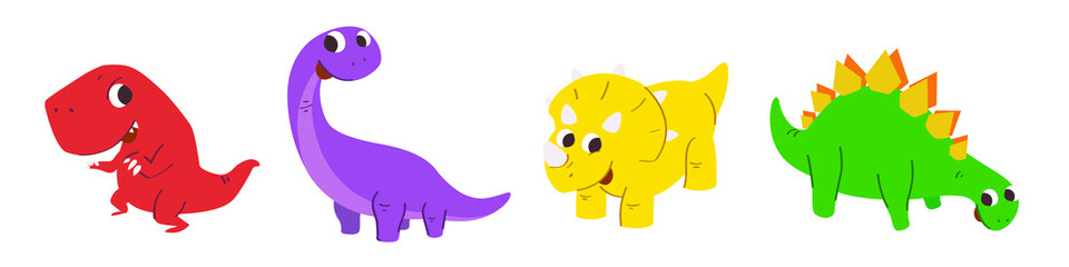 Cute dinosaur cartoon characters icons and objects. Jurassic World. © yutthaphan