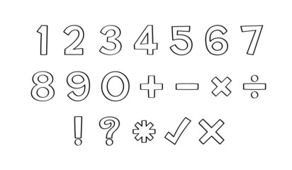 Vector of Number character in hand-drawn doodle style.
