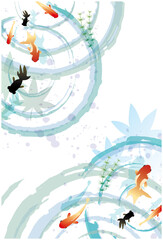 和風　夏　金魚　背景
