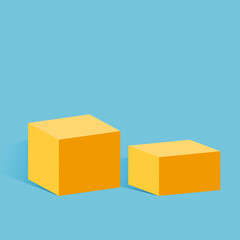 Obraz premium vector yellow cubes isolated on blue background.