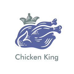 illustration chicken king logo vector