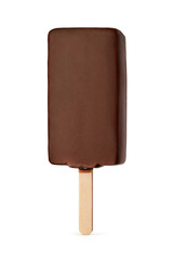 Chocolate popsicle ice cream bar isolated on white.