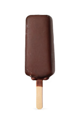 Chocolate popsicle ice cream bar isolated on white.