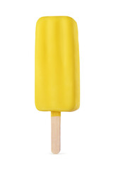 Yellow fruit popsicle ice cream isolated on white.