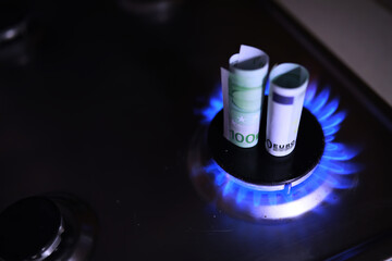 The cost of gas, the euro crisis. 100 euros on a gas burner. Sanctions on Russian gas