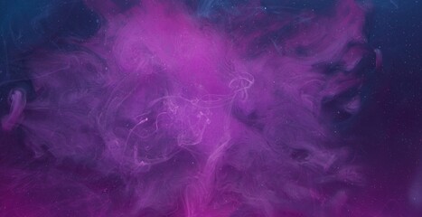 Color fluid mix. Smoke cloud motion. Logo opener effect. Purple blue ink drop on dark fog texture abstract background shot on Red Cinema camera 6k.