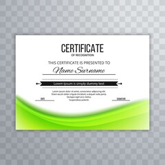 Abstract green wave diploma certificate design