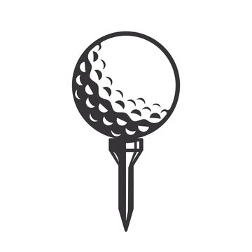 Black golf ball silhouette. golf ball Line art logos or icons. vector illustration.