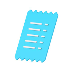 Blue glossy paper check banking accounting document bill balance diagonal placed vector illustration