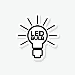 LED light bulb icon sticker sign for mobile concept and web design