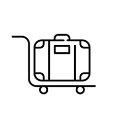 Luggage transported on a cart. Porter service. Pixel perfect, editable stroke line icon