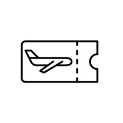 Flight boarding pass. Pixel perfect, editable stroke line art icon
