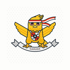 cute garuda indonesia mascot cartoon logo illustration