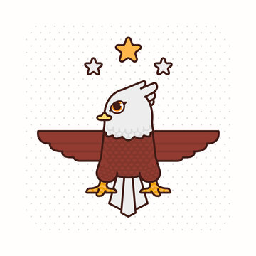 cute bald eagle mascot cartoon logo illustration
