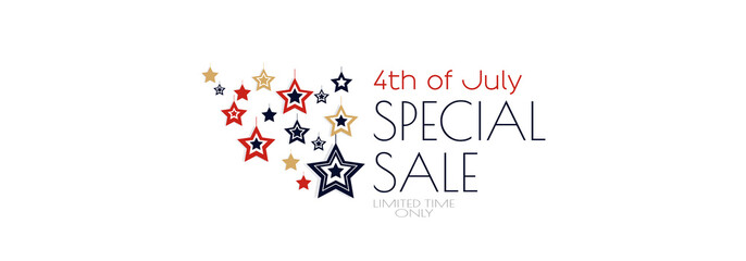 4th Of July Sale banner. Modern minimal design for Sales. Flat vector illustration.
