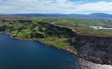 Fototapeta na wymiar Aerial photo of Murlough Bay by the Atlantic Ocean on North Coast Antrim Northern Ireland