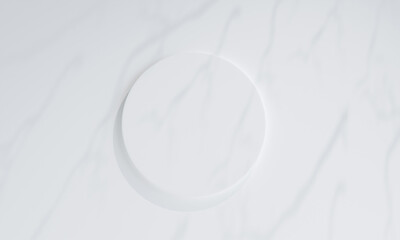 white podium display for product presentation. Top view, 3d illustration