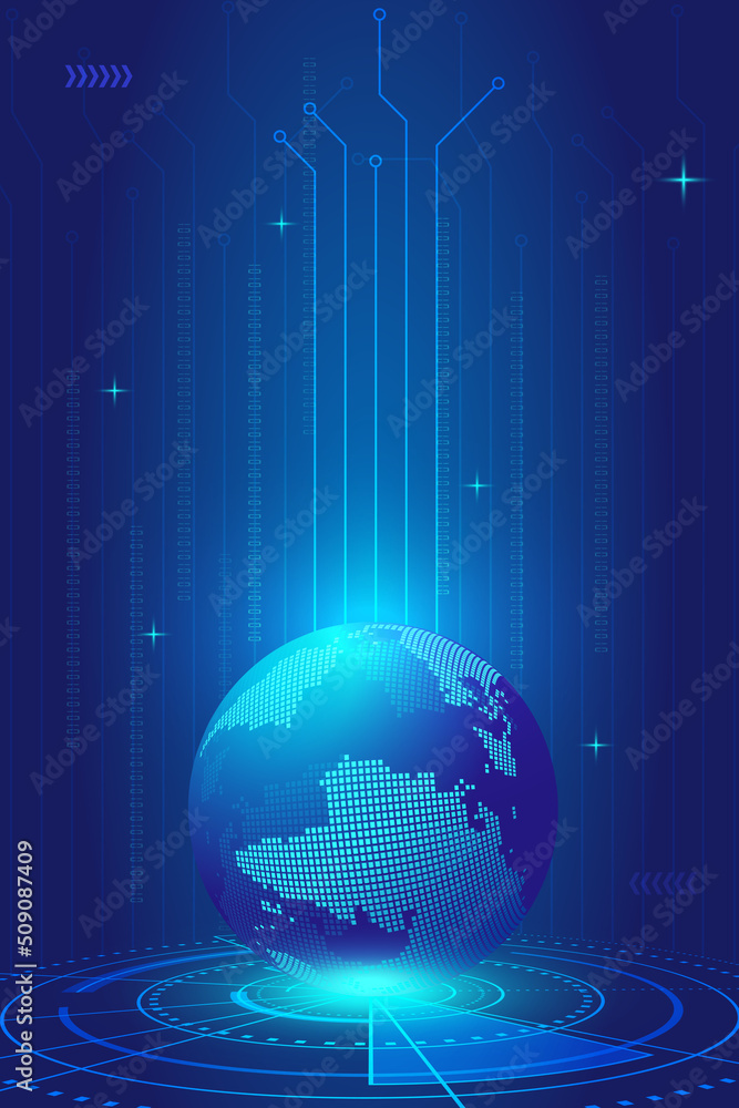 Aufkleber digital globe showing tech technology concept on circuit board turntable
