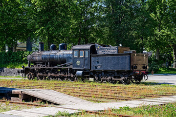 An old steam locomotive set up at Nora station.