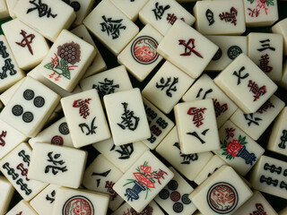 The mahjong  is Chinese board game  top view image