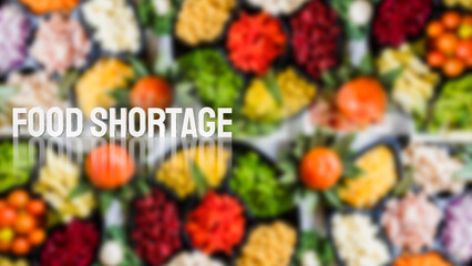 The food shortage white text on food background 3d rendering