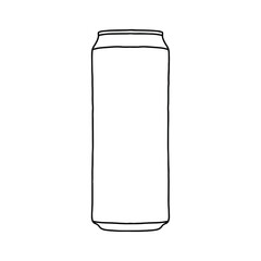 Drink can mockup. Hand drawn aluminum can vector illustration for design.