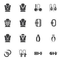 Jewellery and bijouterie vector icons set