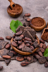 Natural cocoa powder, cocoa beans and chocolate