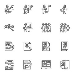 Recruitment line icons set