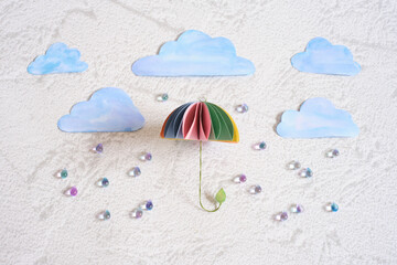 梅雨、傘、ホワイト背景、漆喰