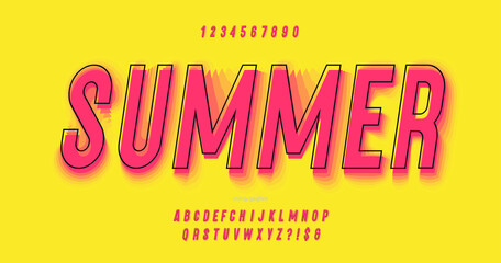 Vector summer font 3d bold colorful style modern typography for infographics, motion graphics, video, promotion, decoration, logotype, party poster, t shirt, book, animation, banner, game, printing