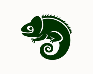 simple abstract black white silhouette lizard, iguanas art logo design template illustration inspirations