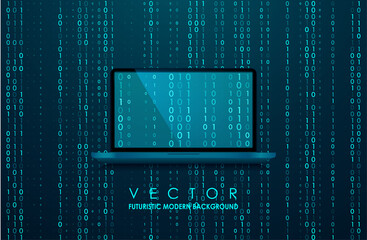 Abstract virtual digital stream. Binary computer code background.