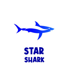Simple Star Blue Shark Illustration