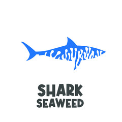 Seaweed Pattern on a Blue Shark Vector Illustration