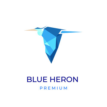 Blue egret polygon geometric illustration logo