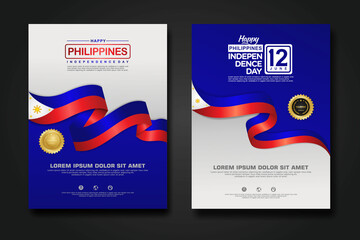 Set poster design Philippines happy Independence Day background template - Powered by Adobe