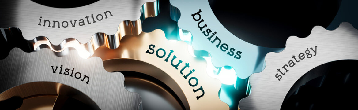 Business solution - gears concept - 3D illustration