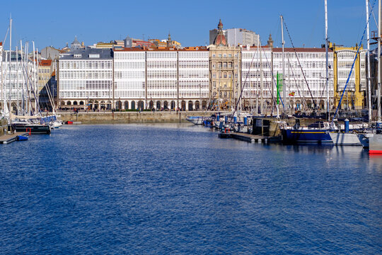 View of the marina in Coruna, Galicia