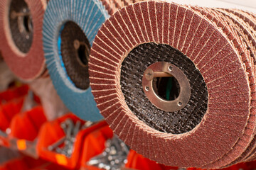 a set of abrasive grinding wheels for construction work.