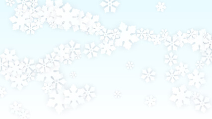 Christmas  Vector Background with Falling Snowflakes. Isolated on Red Background. Realistic Snow Sparkle Pattern. Snowfall Overlay Print. Winter Sky. Papercut Snowflakes.